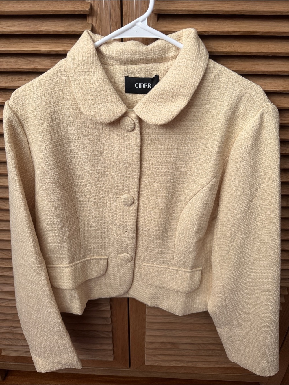 Cider Beige Textured Cropped Blazer